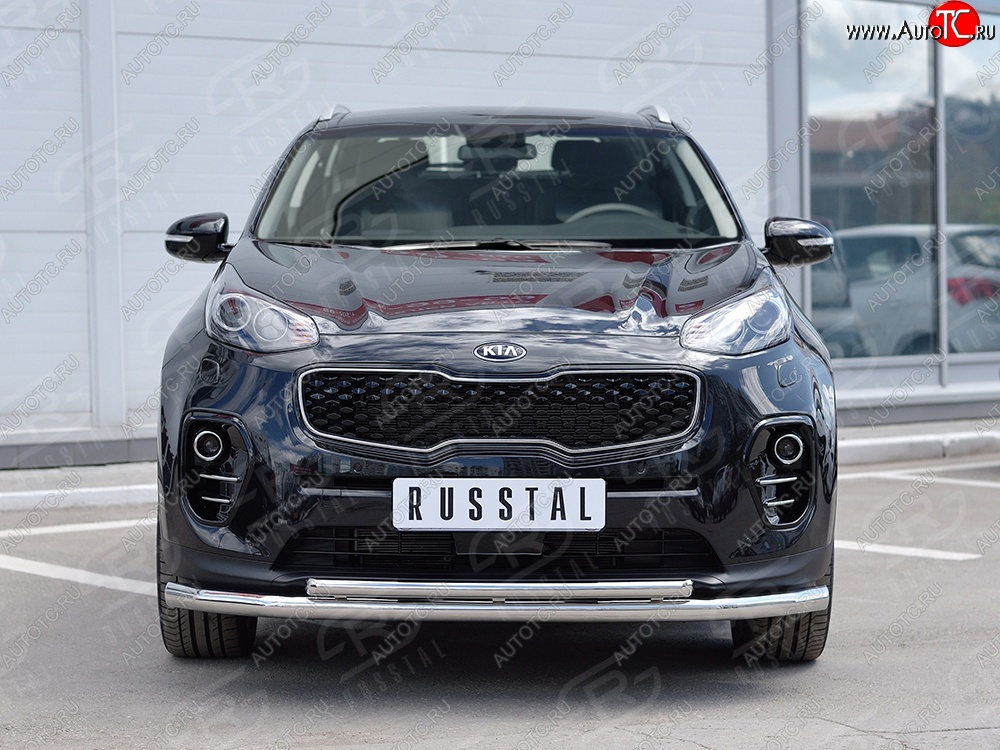 16 999 р. Защита переднего бампера (2 трубыØ63 и 42 мм, нержавейка) SLITKOFF  KIA Sportage  4 QL (2016-2018) дорестайлинг  с доставкой в г. Керчь