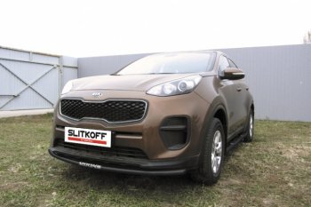 Защита переднего бампера из трубы d42 Slitkoff (с надписью ) KIA Sportage  4 QL (2016-2018) дорестайлинг