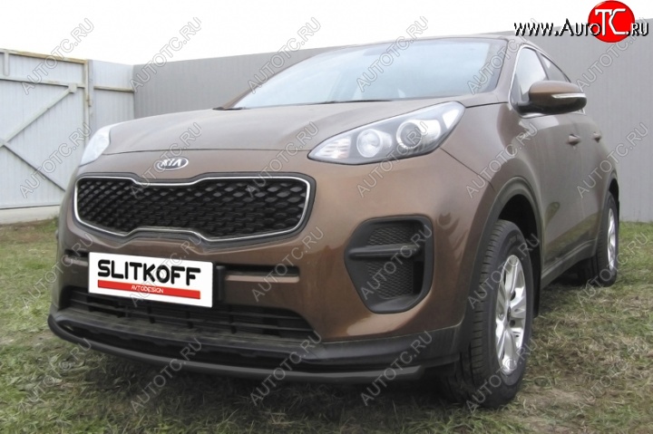 8 349 р. Защита переднего бампера из трубы d42 Slitkoff  KIA Sportage  4 QL (2016-2018) дорестайлинг (Цвет: серебристый)  с доставкой в г. Керчь