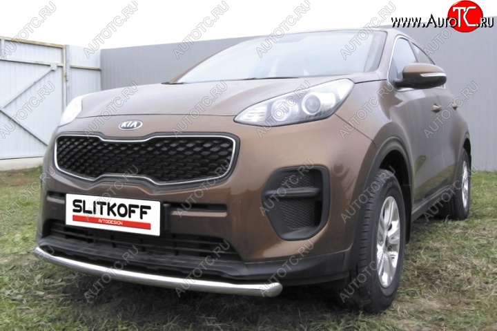 14 449 р. Одинарная защита переднего бампера диаметром 57 мм Slitkoff  KIA Sportage  4 QL (2016-2018) дорестайлинг (Нержавейка, Полированная)  с доставкой в г. Керчь