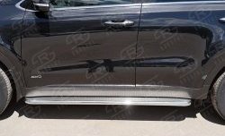 35 549 р. Порожки для ног (Ø42) SLITKOFF  KIA Sportage  4 QL (2016-2018) дорестайлинг (лист - нержавейка, профиль - нержавейка)  с доставкой в г. Керчь. Увеличить фотографию 2