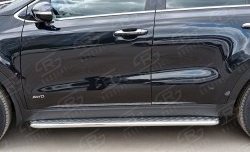 24 649 р. Порожки для ног (Ø42) SLITKOFF  KIA Sportage  4 QL (2016-2018) дорестайлинг (лист - алюминий, профиль - нержавейка)  с доставкой в г. Керчь. Увеличить фотографию 2