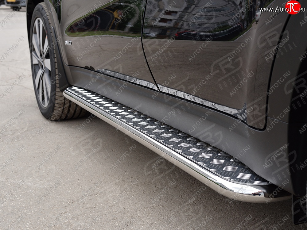 24 649 р. Порожки для ног (Ø42) SLITKOFF  KIA Sportage  4 QL (2016-2018) дорестайлинг (лист - алюминий, профиль - нержавейка)  с доставкой в г. Керчь
