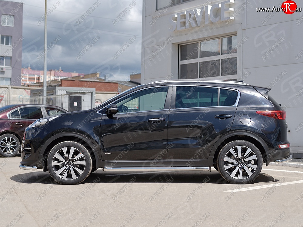 21 599 р. Защита порогов из круглой трубы диаметром 63 мм SLITKOFF  KIA Sportage  4 QL (2016-2018) дорестайлинг  с доставкой в г. Керчь