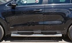 24 549 р. Защита порогов с пластиковыми вставками для ног из круглой трубы диаметром 76 мм SLITKOFF  KIA Sportage  4 QL (2016-2018) дорестайлинг  с доставкой в г. Керчь. Увеличить фотографию 4