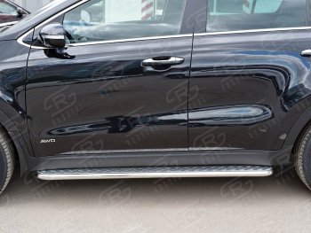 22 999 р. Широкая защита порогов с трубой диаметром 42 мм SLITKOFF v2  KIA Sportage  4 QL (2016-2018) дорестайлинг  с доставкой в г. Керчь. Увеличить фотографию 2