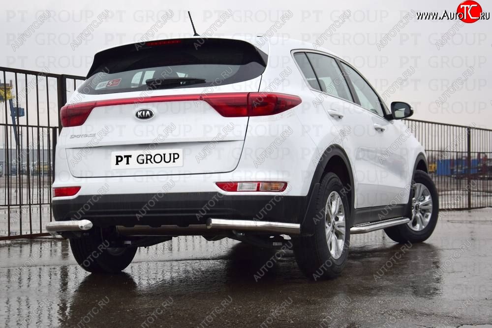 16 989 р. Защита заднего бампера Petroil Tuning (уголки, d63)  KIA Sportage  4 QL (2016-2018) дорестайлинг (Нержавеющая полированная сталь)  с доставкой в г. Керчь