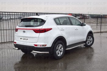 16 989 р. Защита заднего бампера Petroil Tuning (уголки, d63)  KIA Sportage  4 QL (2016-2018) дорестайлинг (Нержавеющая полированная сталь)  с доставкой в г. Керчь. Увеличить фотографию 2