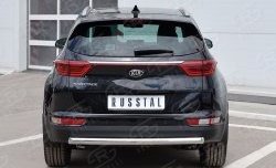 Защита заднего бампера (Ø63 мм дуга, нержавейка, кроме gt-line) SLITKOFF KIA Sportage  4 QL (2016-2018) дорестайлинг