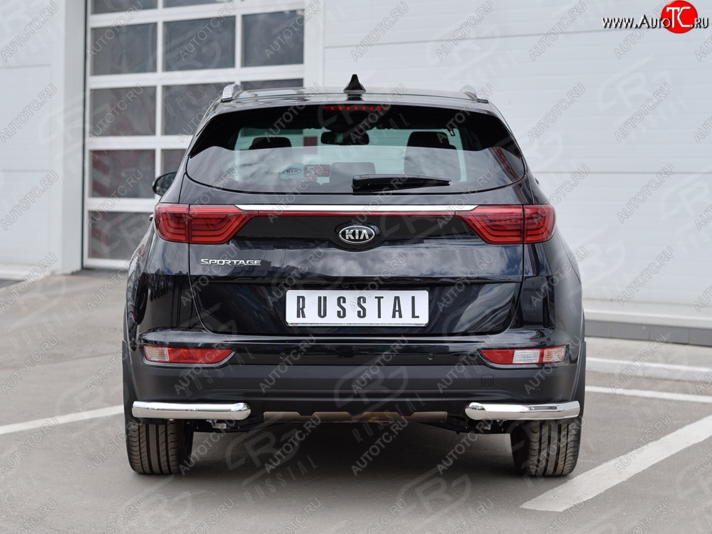 16 999 р. Защита заднего бампера (Ø63 мм уголки, нержавейка) SLITKOFF  KIA Sportage  4 QL (2016-2018) дорестайлинг  с доставкой в г. Керчь