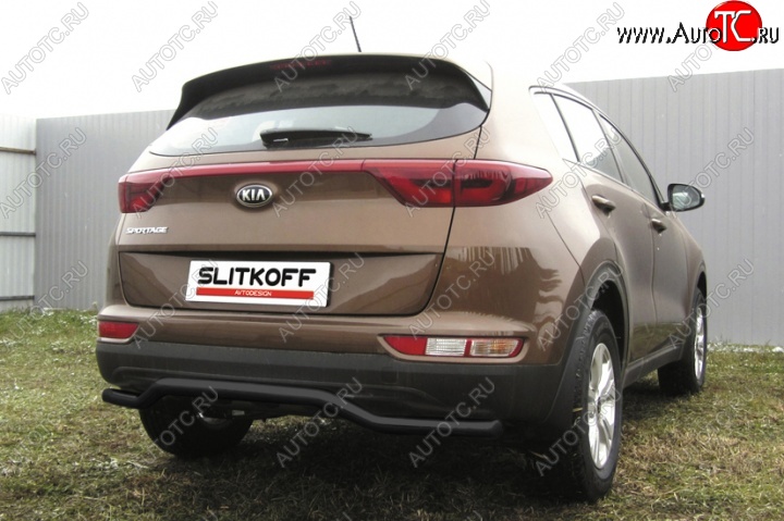3 599 р. Защита заднего бампера из трубы d57 Slitkoff (волна).  KIA Sportage  4 QL (2016-2018) дорестайлинг (Цвет: серебристый)  с доставкой в г. Керчь