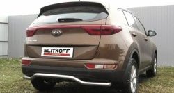 11 949 р. Защита заднего бампера Slitkoff (Ø 57, волна)  KIA Sportage  4 QL (2016-2018) дорестайлинг (Нержавеющая сталь)  с доставкой в г. Керчь. Увеличить фотографию 2