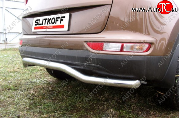 11 949 р. Защита заднего бампера Slitkoff (Ø 57, волна)  KIA Sportage  4 QL (2016-2018) дорестайлинг (Нержавеющая сталь)  с доставкой в г. Керчь