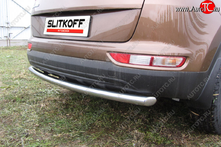11 749 р. Защита заднего бампера из трубы диаметром 57 мм Slitkoff  KIA Sportage  4 QL (2016-2018) дорестайлинг (Нержавейка, Полированная)  с доставкой в г. Керчь