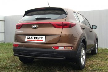 8 199 р. Защита заднего бампера Slitkoff (Ø 57 мм)  KIA Sportage  4 QL (2016-2018) дорестайлинг (Сталь с полимерным покрытием. Цвет: черный)  с доставкой в г. Керчь. Увеличить фотографию 2
