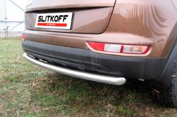 Защита заднего бампера Slitkoff (Ø 57 мм) KIA Sportage  4 QL (2016-2018) дорестайлинг (Сталь с полимерным покрытием. Цвет: серебристый)