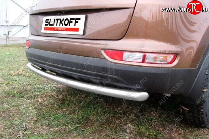 8 199 р. Защита заднего бампера Slitkoff (Ø 57 мм)  KIA Sportage  4 QL (2016-2018) дорестайлинг (Сталь с полимерным покрытием. Цвет: серебристый)  с доставкой в г. Керчь
