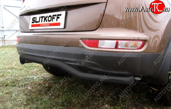 8 349 р. Защита заднего бампера Slitkoff (Ø 57, волна)  KIA Sportage  4 QL (2016-2018) дорестайлинг (Сталь с полимерным покрытием. Цвет: черный)  с доставкой в г. Керчь