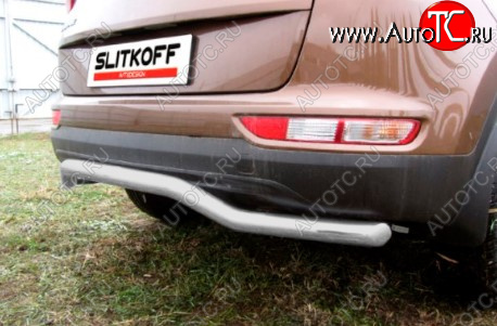 8 349 р. Защита заднего бампера Slitkoff (Ø 57, волна)  KIA Sportage  4 QL (2016-2018) дорестайлинг (Сталь с полимерным покрытием. Цвет: серебристый)  с доставкой в г. Керчь