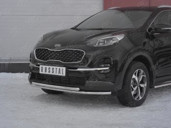 19 999 р. Защита переднего бампера (2 трубы Ø42 мм, нержавейка) SLITKOFF  KIA Sportage  4 QL (2018-2022) рестайлинг  с доставкой в г. Керчь. Увеличить фотографию 2
