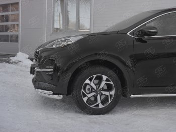 20 999 р. Защита переднего бампера (2 трубы Ø63 и 42 мм углы, нержавейка) SLITKOFF  KIA Sportage  4 QL (2018-2022) рестайлинг  с доставкой в г. Керчь. Увеличить фотографию 3