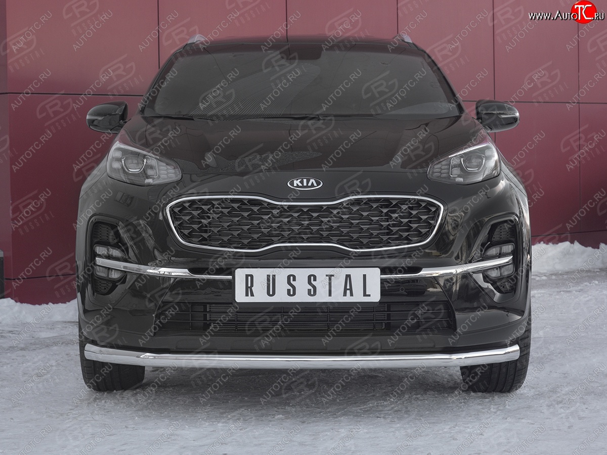 17 999 р. Защита переднего бампера (Ø 63 мм, нержавейка) SLITKOFF  KIA Sportage  4 QL (2018-2022) рестайлинг  с доставкой в г. Керчь