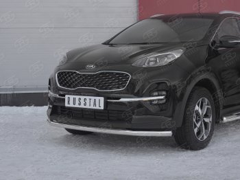 17 999 р. Защита переднего бампера (Ø 63 мм, нержавейка) SLITKOFF  KIA Sportage  4 QL (2018-2022) рестайлинг  с доставкой в г. Керчь. Увеличить фотографию 2