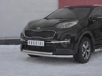 20 849 р. Защита переднего бампера (2 трубы Ø63 и 42 мм, нержавейка) SLITKOFF  KIA Sportage  4 QL (2018-2022) рестайлинг  с доставкой в г. Керчь. Увеличить фотографию 2