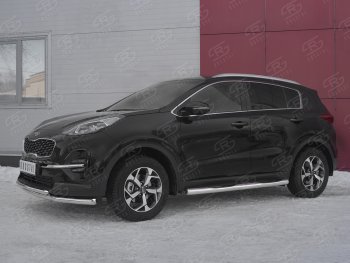 20 849 р. Защита переднего бампера (2 трубы Ø63 и 42 мм, нержавейка) SLITKOFF  KIA Sportage  4 QL (2018-2022) рестайлинг  с доставкой в г. Керчь. Увеличить фотографию 3