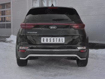 Защита заднего бампера (Ø42 мм волна, нержавейка) SLITKOFF KIA Sportage  4 QL (2018-2022) рестайлинг