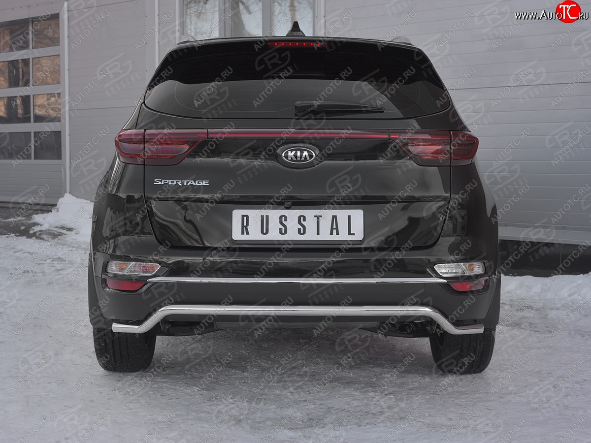 16 449 р. Защита заднего бампера (Ø42 мм волна, нержавейка) SLITKOFF  KIA Sportage  4 QL (2018-2022) рестайлинг  с доставкой в г. Керчь