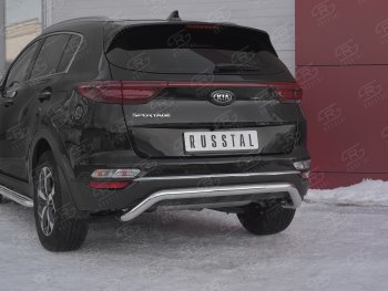 18 299 р. Защита заднего бампера (Ø63 мм волна, нержавейка) SLITKOFF  KIA Sportage  4 QL (2018-2022) рестайлинг  с доставкой в г. Керчь. Увеличить фотографию 2