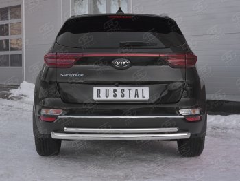 Защита заднего бампера (Ø63 и 42 мм, нержавейка) SLITKOFF KIA Sportage  4 QL (2018-2022) рестайлинг