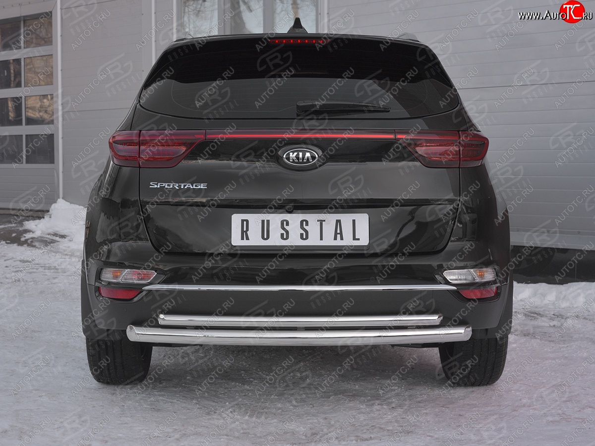 19 799 р. Защита заднего бампера (Ø63 и 42 мм, нержавейка) SLITKOFF  KIA Sportage  4 QL (2018-2022) рестайлинг  с доставкой в г. Керчь