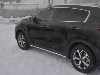 Защита порогов (Ø42 мм, нержавейка) SLITKOFF KIA Sportage  4 QL (2018-2022) рестайлинг
