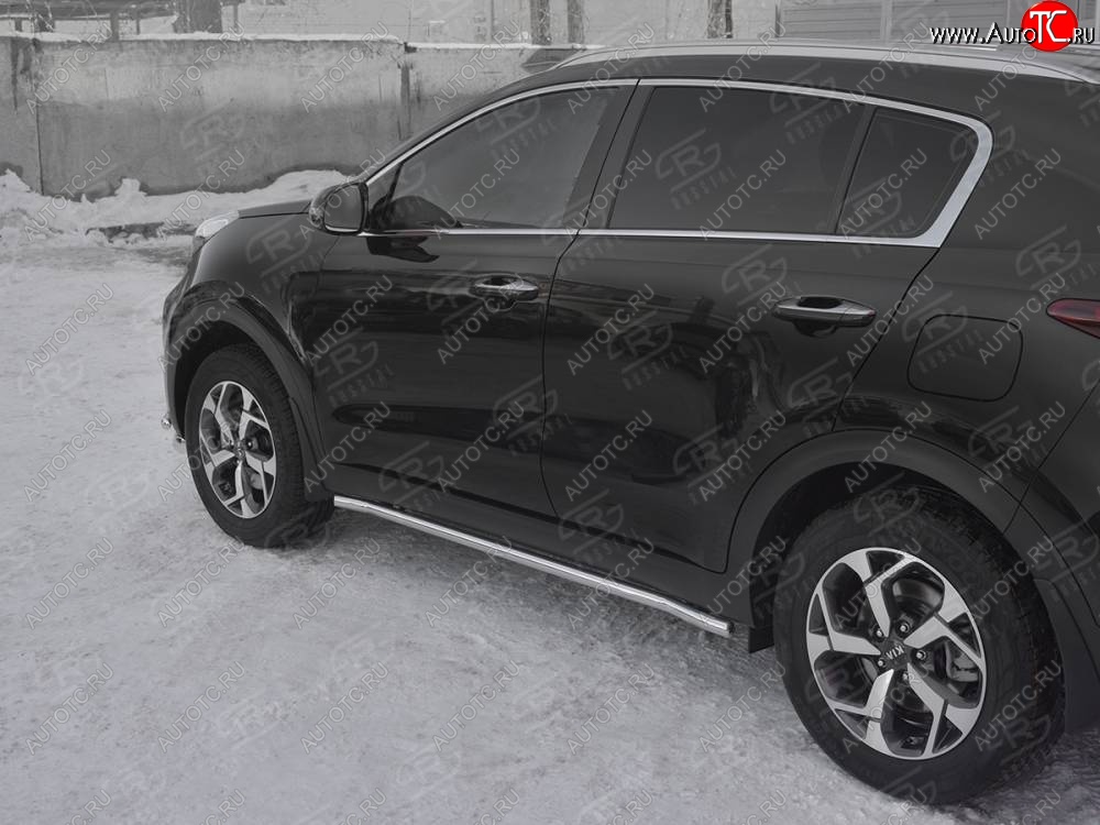 14 999 р. Защита порогов (Ø42 мм, нержавейка) SLITKOFF  KIA Sportage  4 QL (2018-2022) рестайлинг  с доставкой в г. Керчь