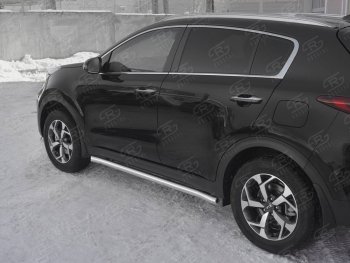Защита порогов (Ø63 мм, нержавейка) SLITKOFF KIA Sportage  4 QL (2018-2022) рестайлинг
