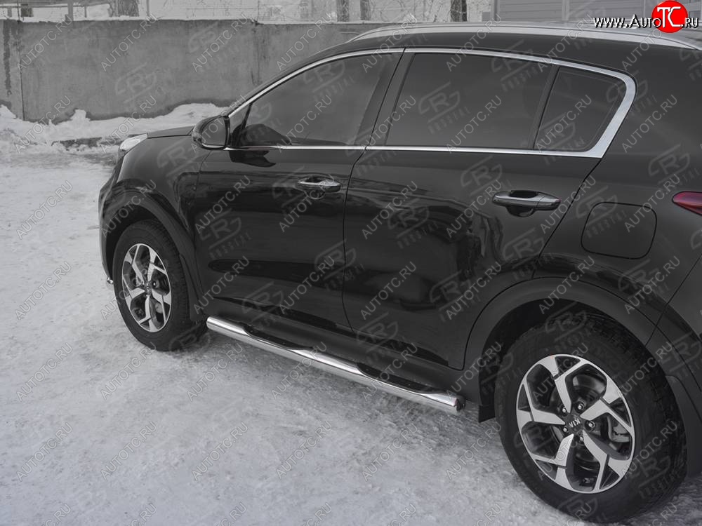 24 549 р. Защита порогов (Ø76 мм с проступью, нержавейка) SLITKOFF  KIA Sportage  4 QL (2018-2022) рестайлинг (Металлические торцы под 90°)  с доставкой в г. Керчь