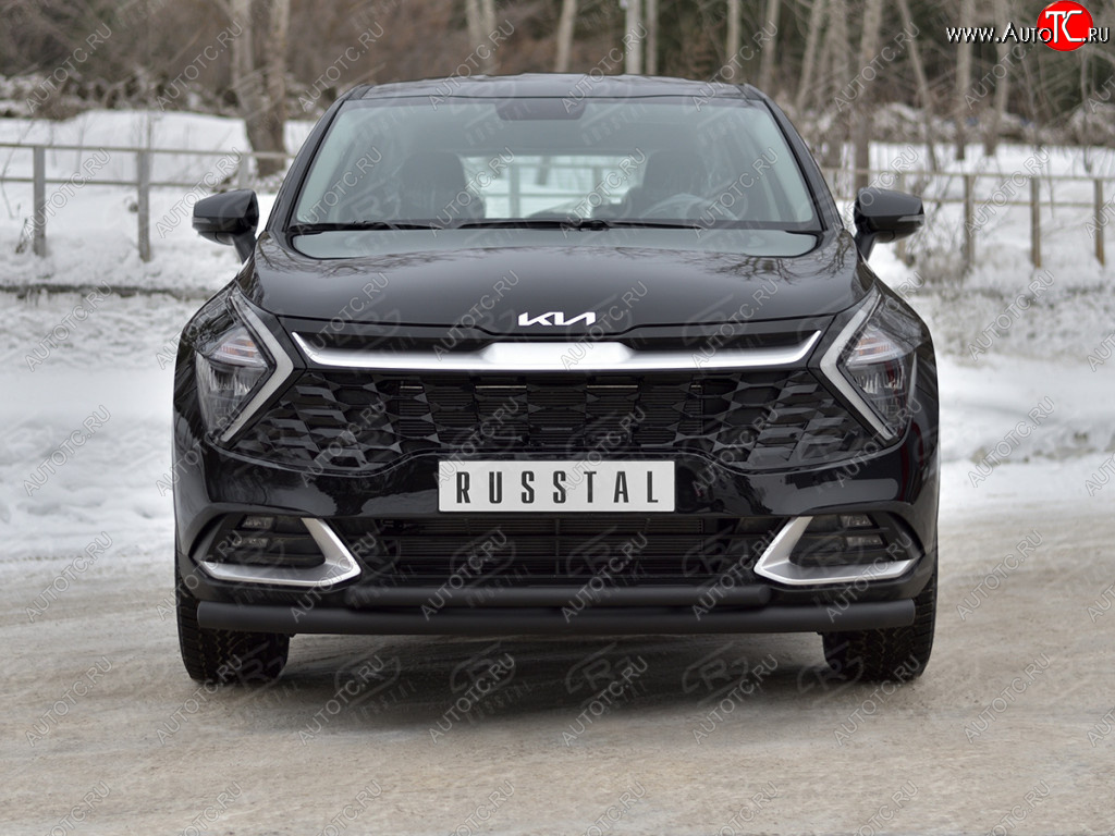 13 999 р. Защита переднего бампера (кроме STYLE и X-LINE, две трубы, d63+42мм., с чёрным полимерным покрытием) SLITKOFF  KIA Sportage  5 NQ5 (2021-2025)  с доставкой в г. Керчь