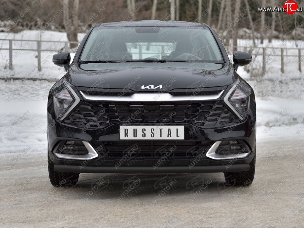 9 399 р. Защита переднего бампера (кроме STYLE и X-LINE, труба, d63, с чёрным полимерным покрытием) SLITKOFF  KIA Sportage  5 NQ5 (2021-2025)  с доставкой в г. Керчь