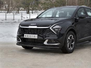 9 399 р. Защита переднего бампера (кроме STYLE и X-LINE, труба, d63, с чёрным полимерным покрытием) SLITKOFF  KIA Sportage  5 NQ5 (2021-2025)  с доставкой в г. Керчь. Увеличить фотографию 2