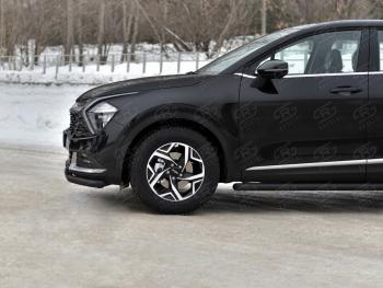 9 399 р. Защита переднего бампера (кроме STYLE и X-LINE, труба, d63, с чёрным полимерным покрытием) SLITKOFF  KIA Sportage  5 NQ5 (2021-2025)  с доставкой в г. Керчь. Увеличить фотографию 3