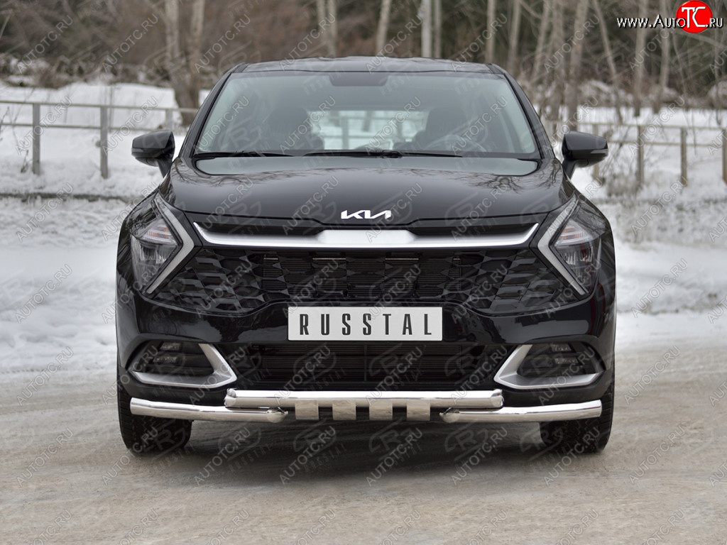 24 649 р. Защита переднего бампера (кроме STYLE и X-LINE, труба d63 с клыками) SLITKOFF  KIA Sportage  5 NQ5 (2021-2025)  с доставкой в г. Керчь