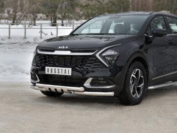 24 649 р. Защита переднего бампера (кроме STYLE и X-LINE, труба d63 с клыками) SLITKOFF  KIA Sportage  5 NQ5 (2021-2025)  с доставкой в г. Керчь. Увеличить фотографию 2