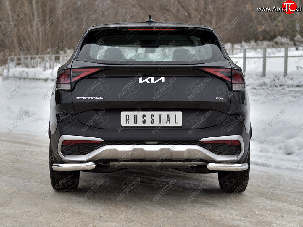 13 399 р. Защита заднего бампера (уголки из трубы, d63мм.) SLITKOFF  KIA Sportage  5 NQ5 (2021-2025)  с доставкой в г. Керчь