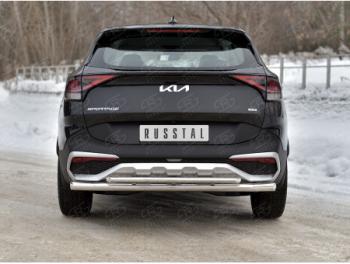 Защита заднего бампера (две трубы, d63+42мм.) SLITKOFF KIA Sportage  5 NQ5 (2021-2025)
