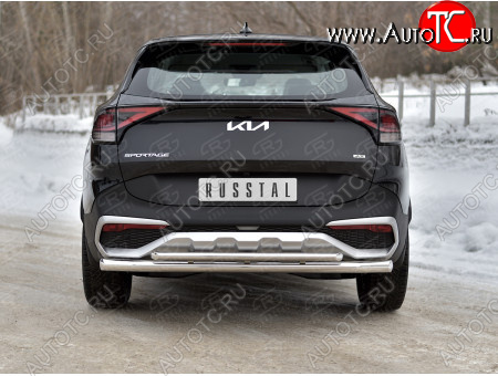 19 599 р. Защита заднего бампера (две трубы, d63+42мм.) SLITKOFF  KIA Sportage  5 NQ5 (2021-2025)  с доставкой в г. Керчь