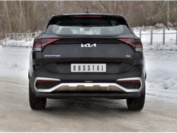 Защита заднего бампера (труба, d63, с чёрным полимерным покрытием) SLITKOFF KIA Sportage  5 NQ5 (2021-2025)