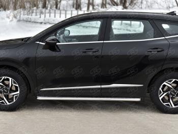 21 799 р. Защита порогов (кроме STYLE и X-LINE, труба d42мм.) SLITKOFF  KIA Sportage  5 NQ5 (2021-2025) (Лист алюминий/профиль сталь)  с доставкой в г. Керчь. Увеличить фотографию 2