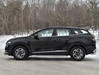 21 799 р. Защита порогов (кроме STYLE и X-LINE, труба d42мм.) SLITKOFF  KIA Sportage  5 NQ5 (2021-2025) (Лист алюминий/профиль сталь)  с доставкой в г. Керчь. Увеличить фотографию 3